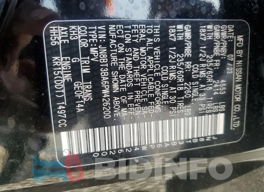 JN8BT3BA6PW426200 Photo# 12