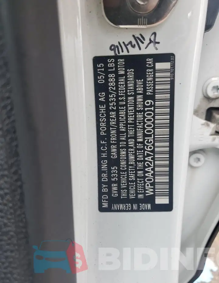 WP0AA2A76GL000019 Photo# 12