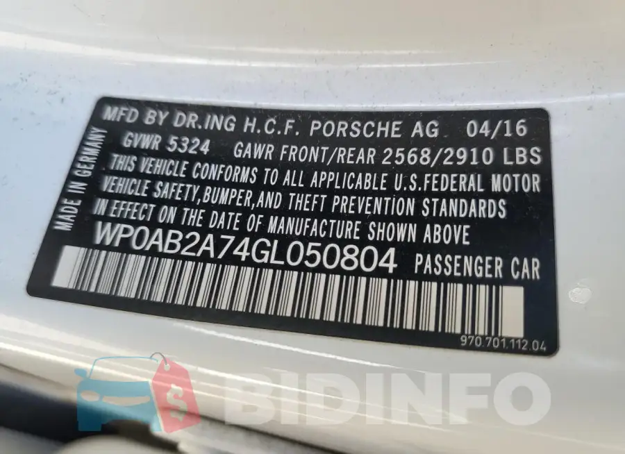 WP0AB2A74GL050804 Photo# 12