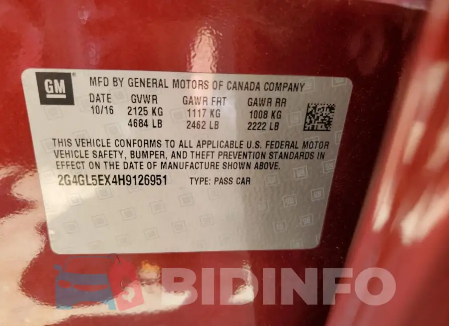 2G4GL5EX4H9126951 Photo# 12
