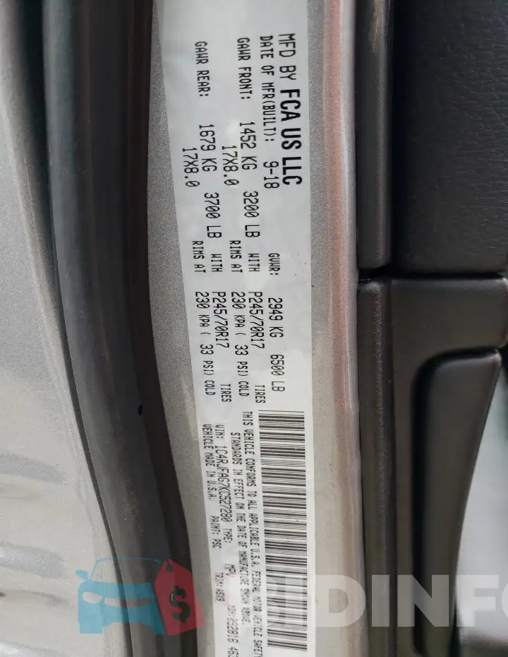 1C4RJFAG7KC527280 Photo# 14
