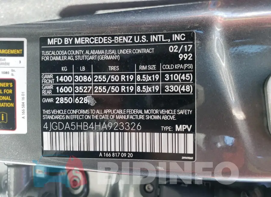 4JGDA5HB4HA923326 Photo# 13