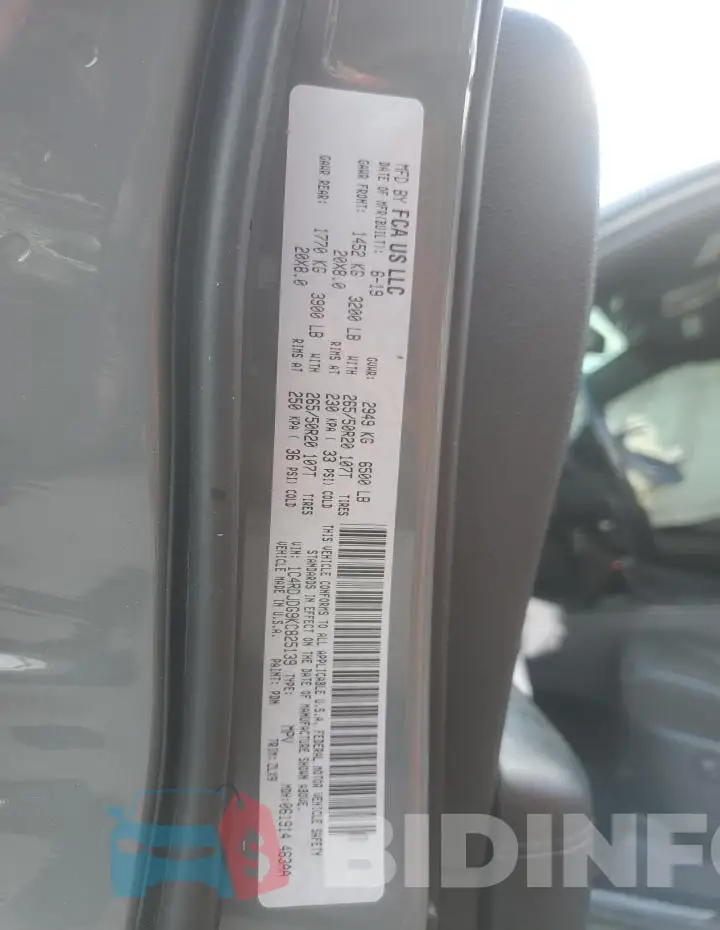 1C4RDJDG9KC825139 Photo# 14