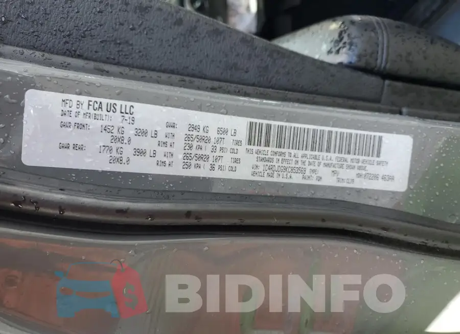 1C4RDJDG9KC853569 Photo# 13