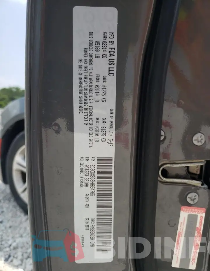 2C3CDXBG3HH654765 Photo# 12