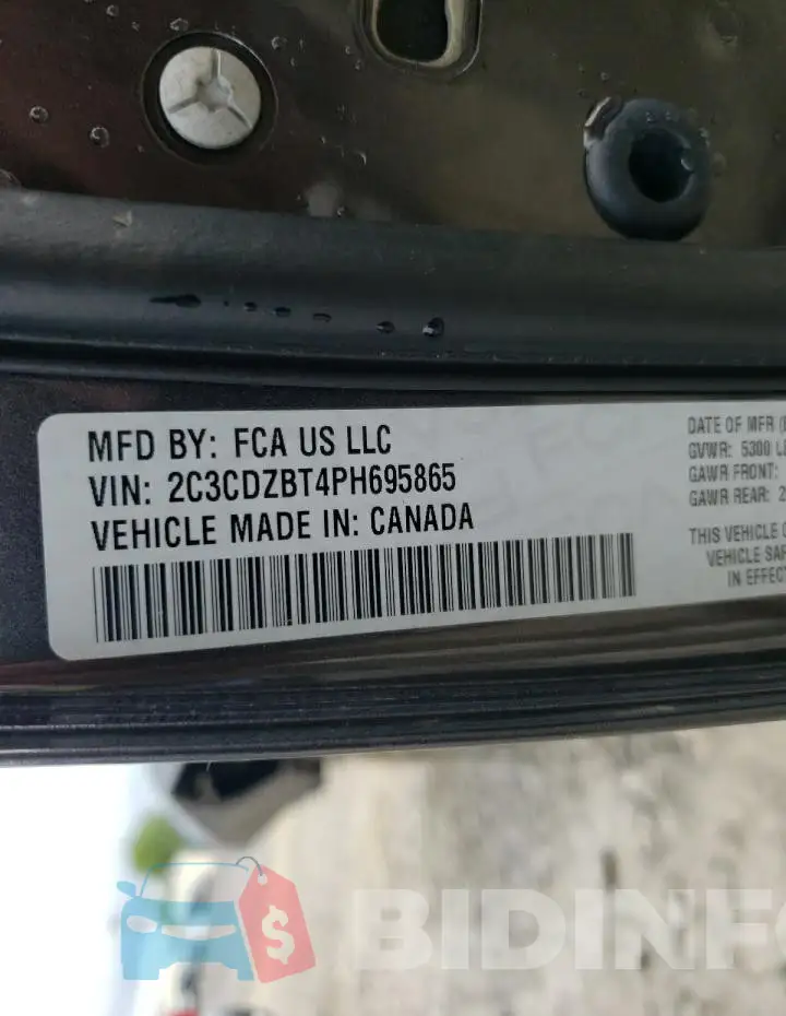 2C3CDZBT4PH695865 Photo# 13