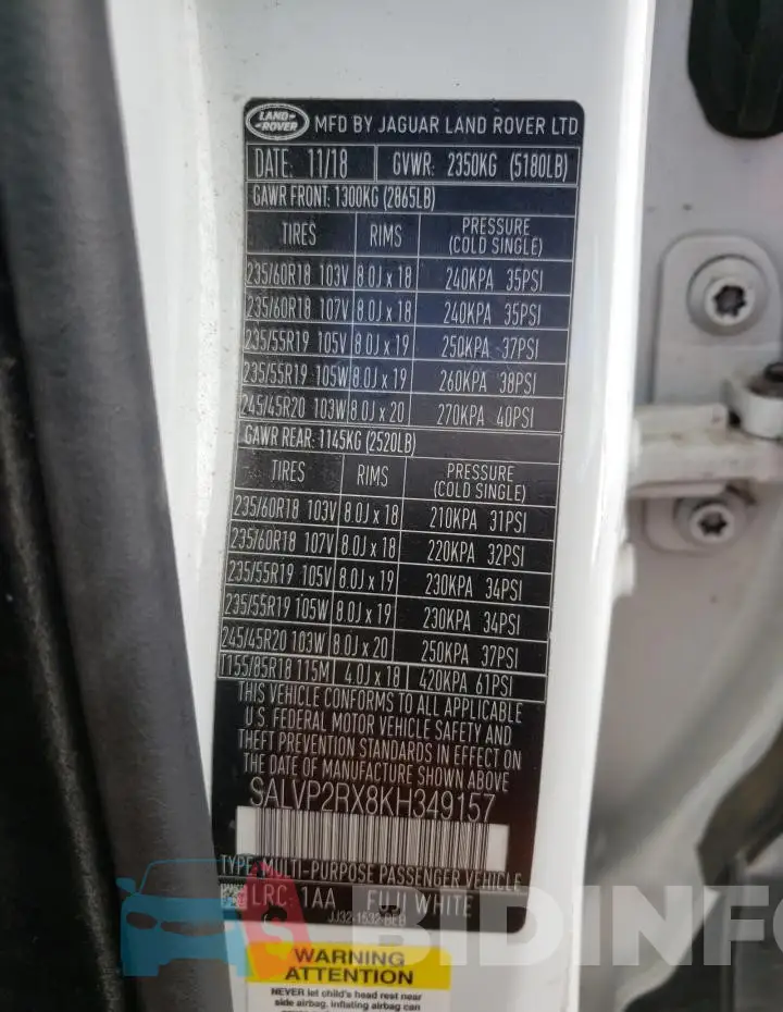 SALVP2RX8KH349157 Photo# 13