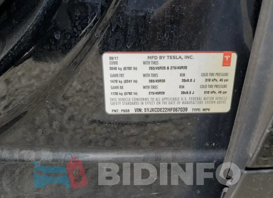 5YJXCDE22HF067039 Photo# 12