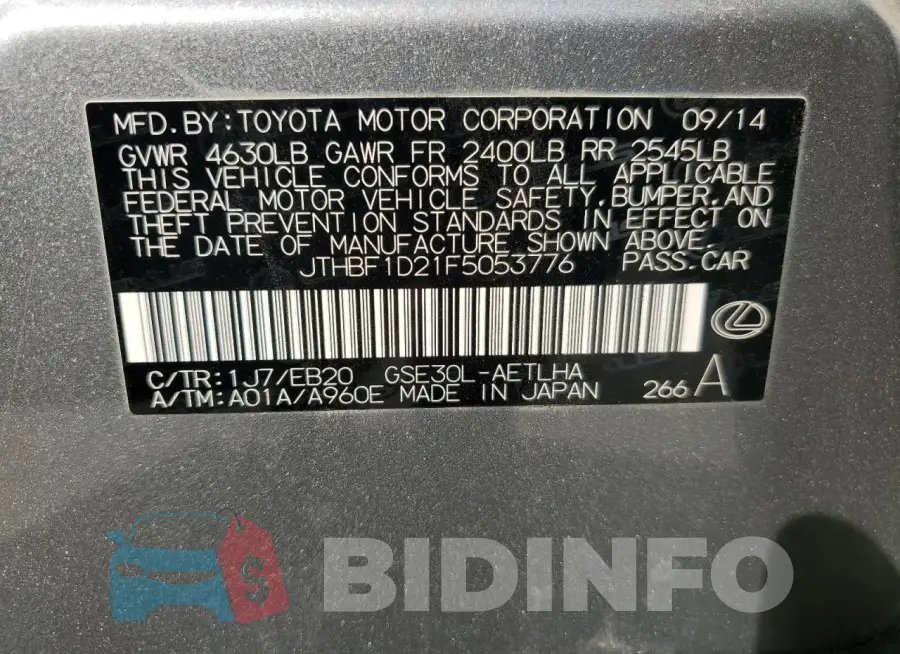 JTHBF1D21F5053776 Photo# 12