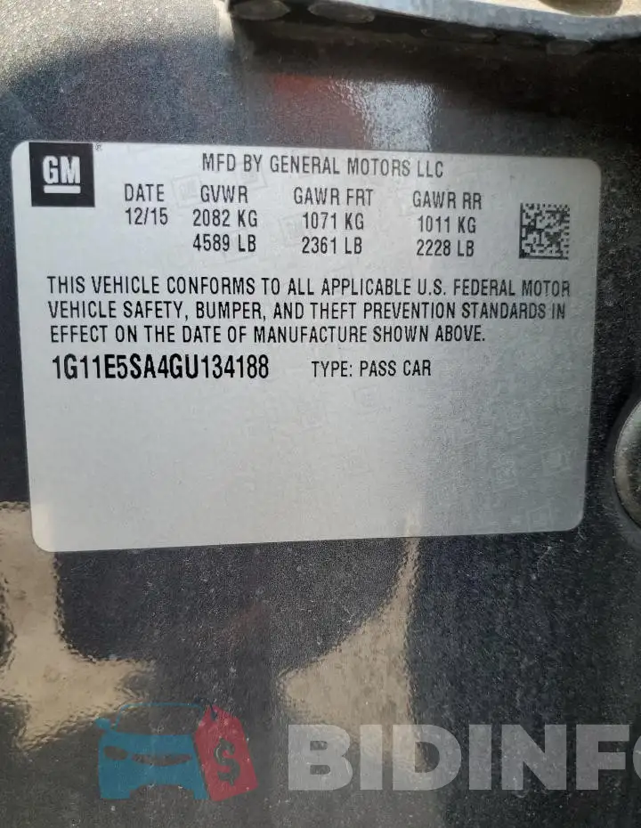 1G11E5SA4GU134188 Photo# 12