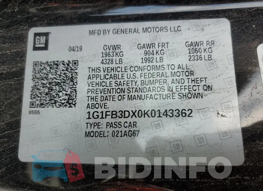 1G1FB3DX0K0143362 Photo# 12