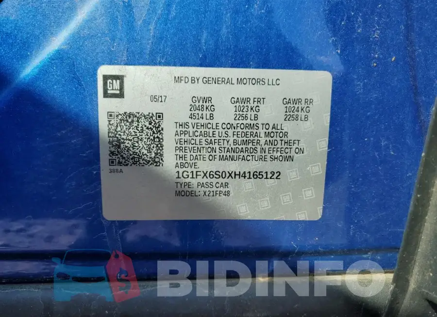 1G1FX6S0XH4165122 Photo# 13