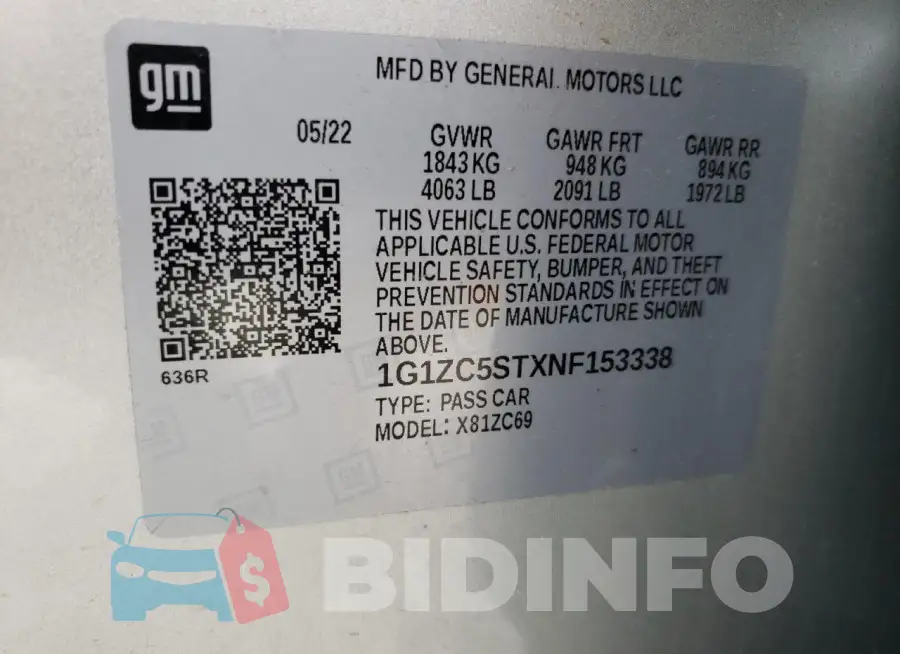 1G1ZC5STXNF153338 Photo# 12