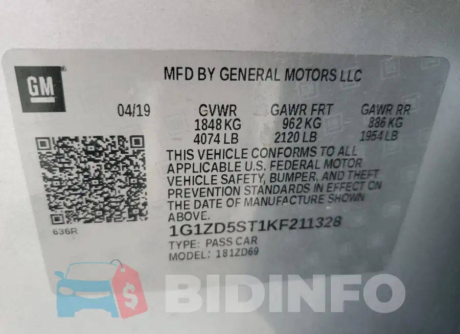 1G1ZD5ST1KF211328 Photo# 13
