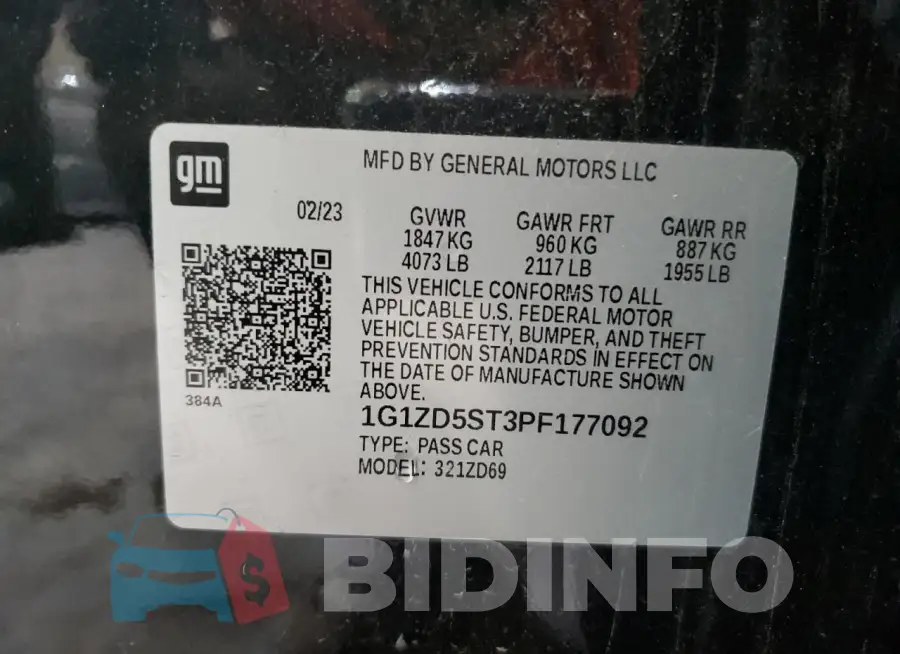 1G1ZD5ST3PF177092 Photo# 13