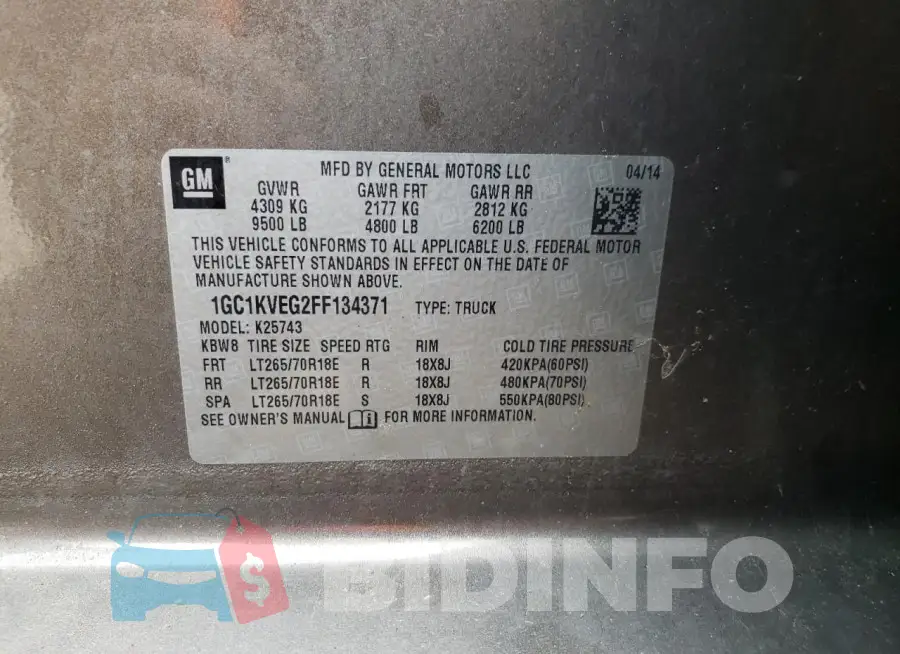 1GC1KVEG2FF134371 Photo# 13