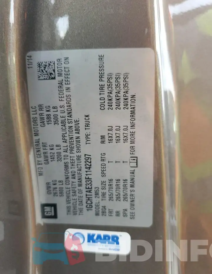 1GCHTAE33F1142297 Photo# 12