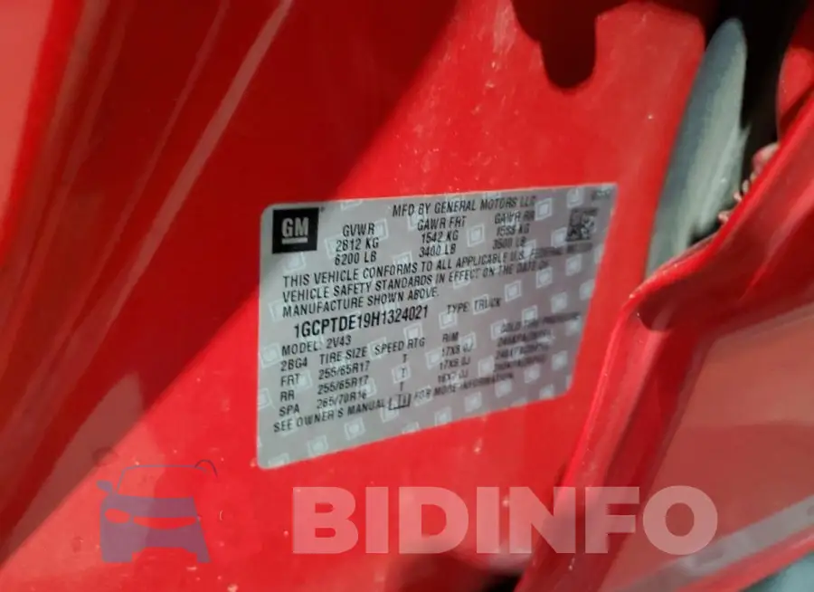 1GCPTDE19H1324021 Photo# 12