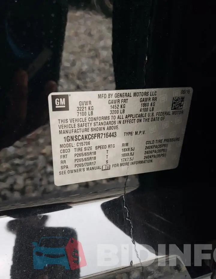 1GNSCAKC6FR716443 Photo# 13