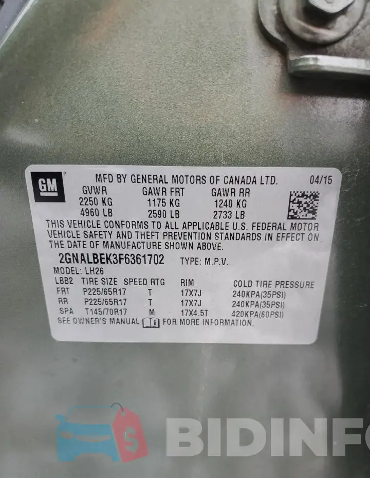 2GNALBEK3F6361702 Photo# 13