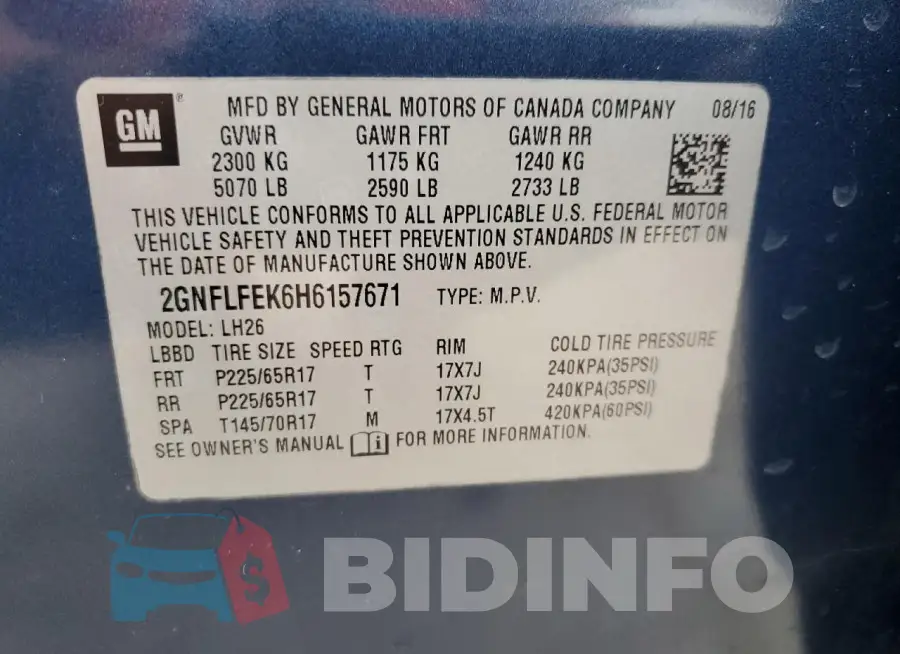 2GNFLFEK6H6157671 Photo# 13