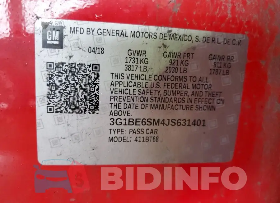 3G1BE6SM4JS631401 Photo# 12