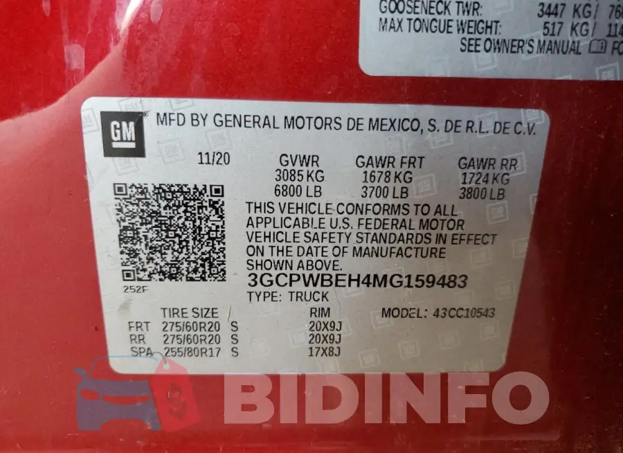 3GCPWBEH4MG159483 Photo# 13