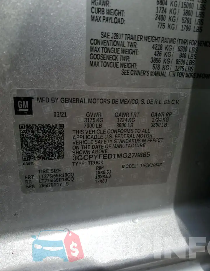 3GCPYFED1MG278865 Photo# 12