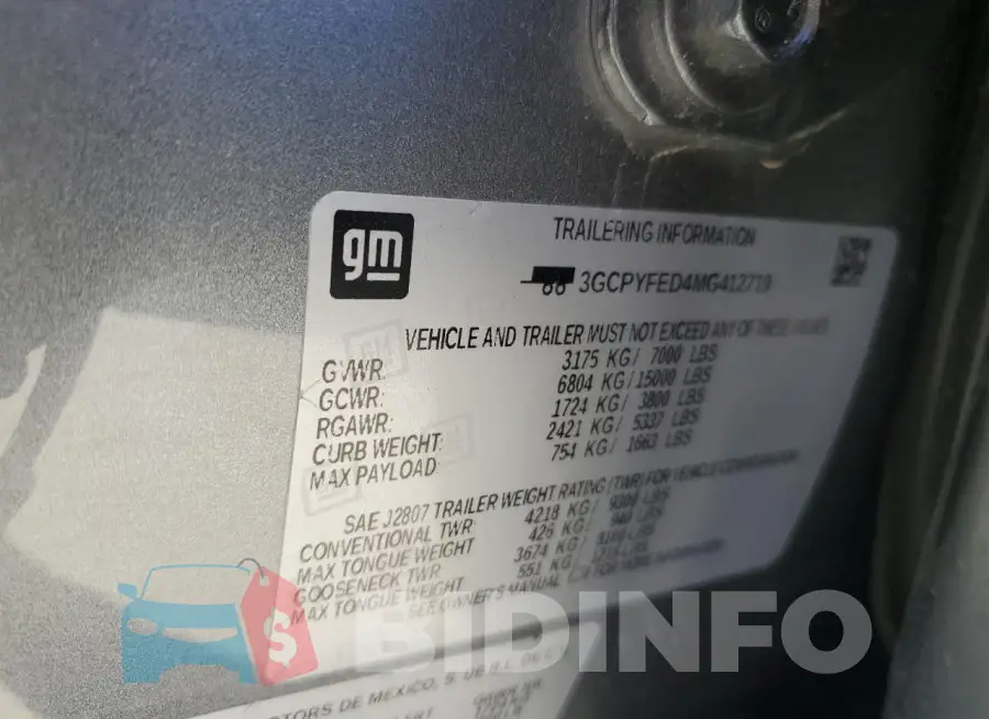 3GCPYFED4MG412719 Photo# 12
