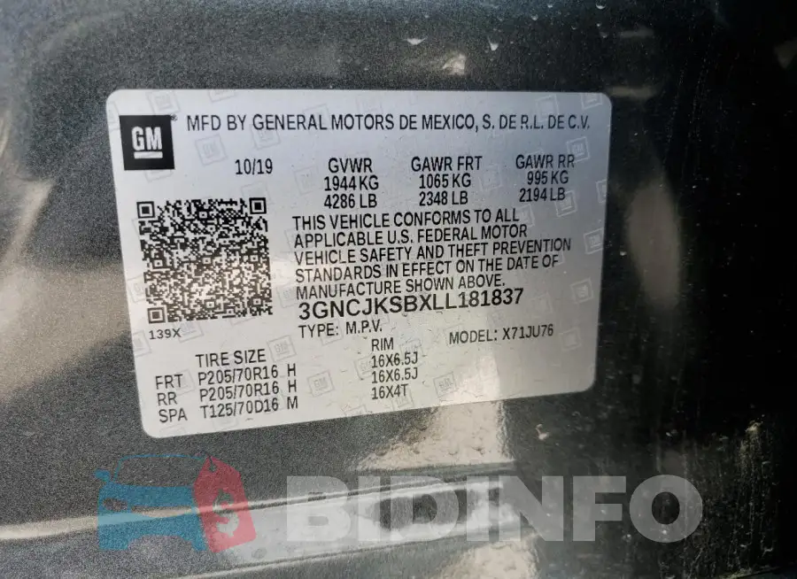 3GNCJKSBXLL181837 Photo# 13