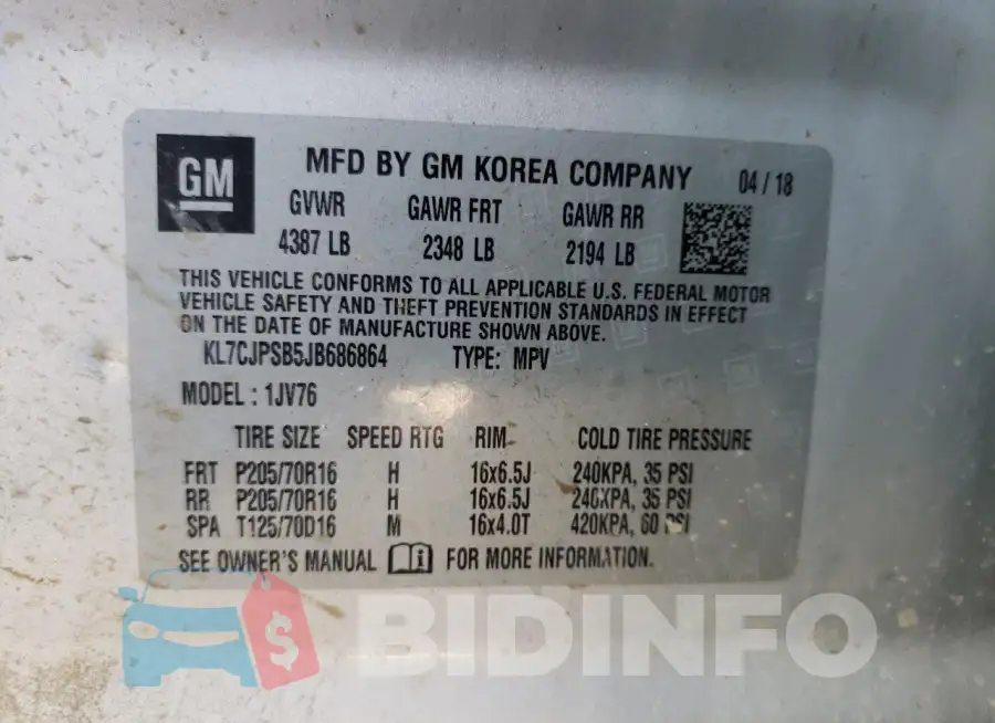KL7CJPSB5JB686864 Photo# 13