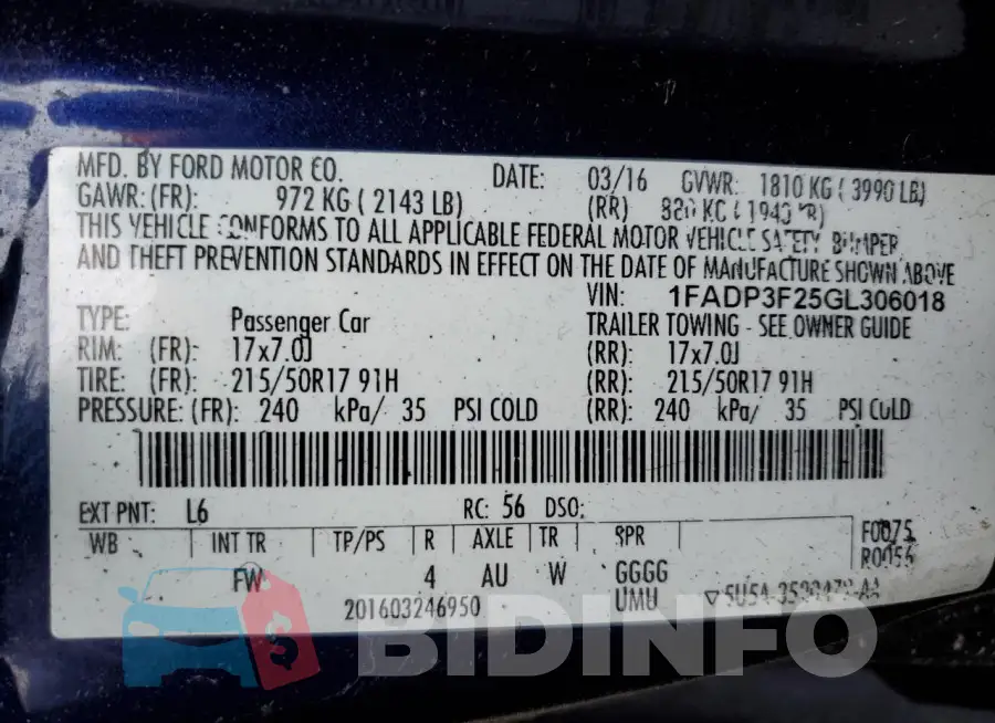 1FADP3F25GL306018 Photo# 12