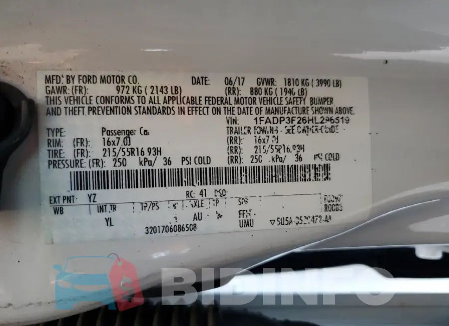1FADP3F26HL296519 Photo# 12