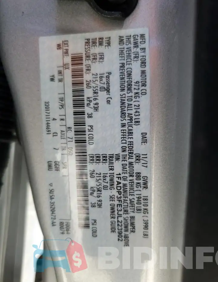 1FADP3FE3JL223902 Photo# 12