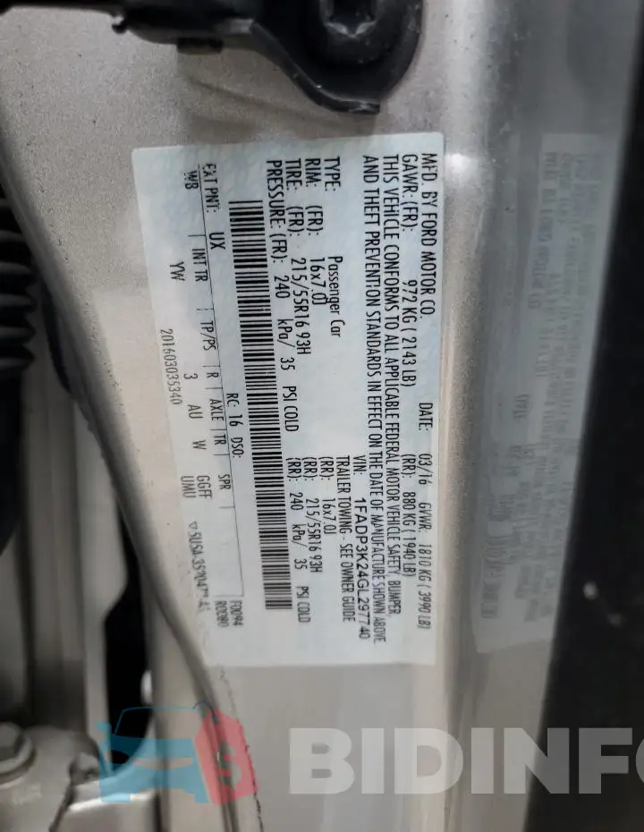 1FADP3K24GL297740 Photo# 12