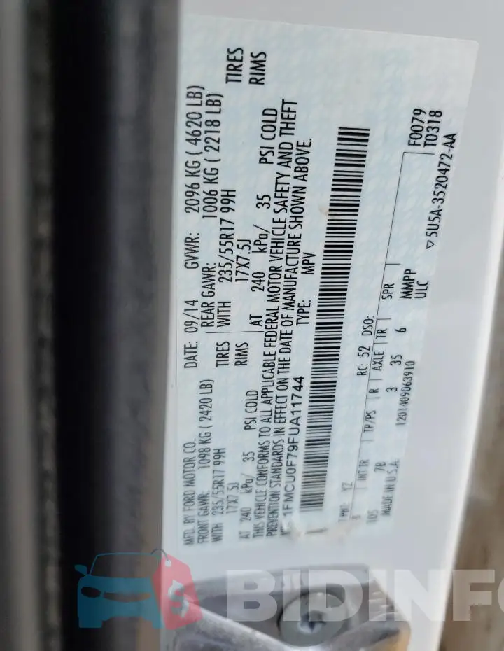 1FMCU0F79FUA11744 Photo# 13