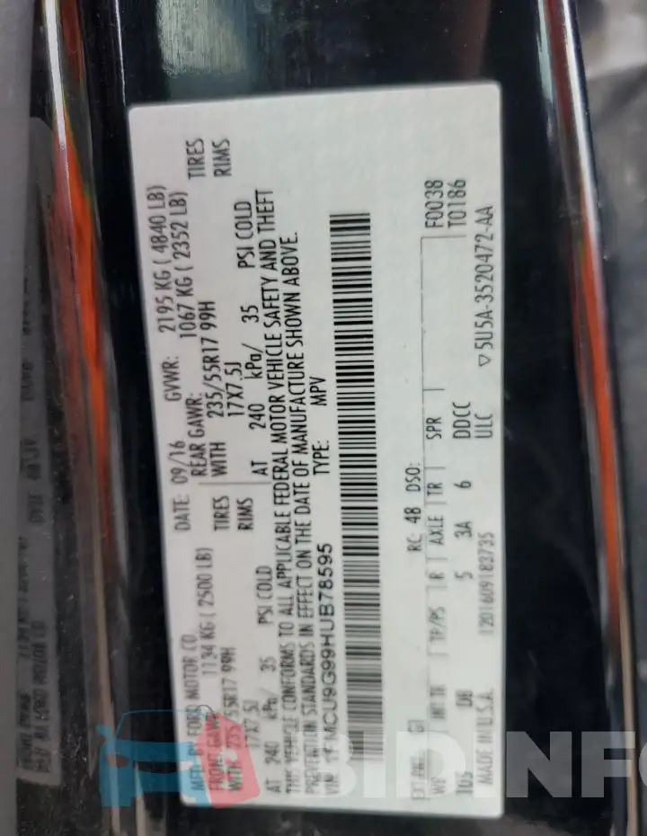 1FMCU9G99HUB78595 Photo# 13
