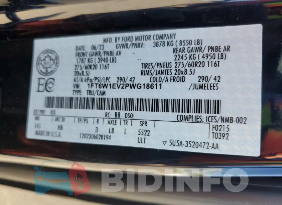 1FT6W1EV2PWG18611 Photo# 13