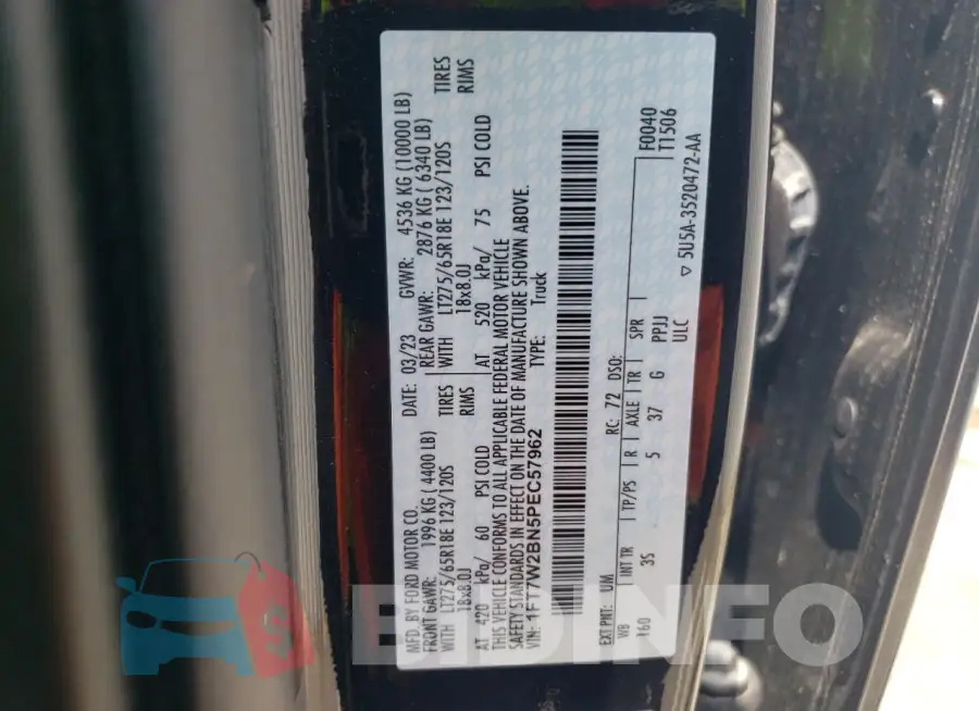 1FT7W2BN5PEC57962 Photo# 12