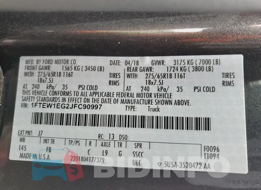 1FTEW1EG2JFC90997 Photo# 12