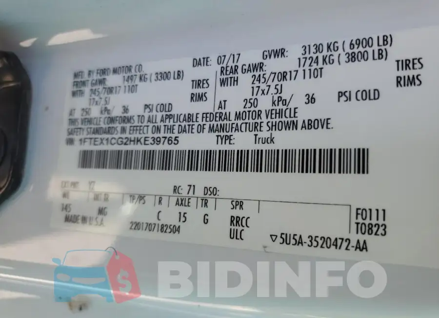 1FTEX1CG2HKE39765 Photo# 10