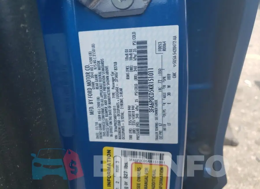 3FA6P0CD5KR151011 Photo# 12