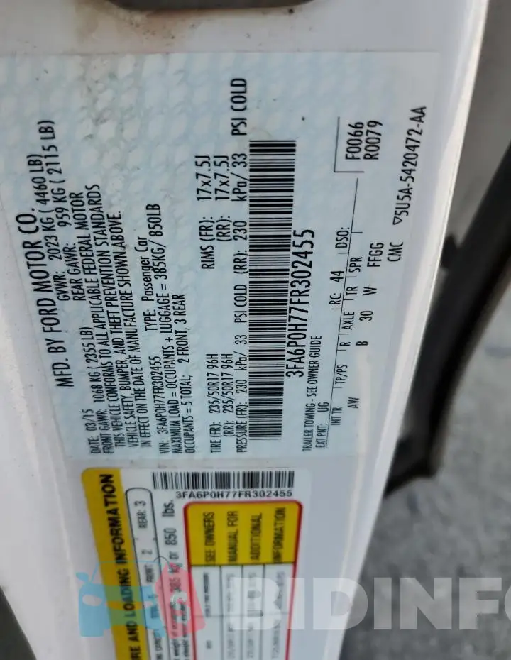 3FA6P0H77FR302455 Photo# 12