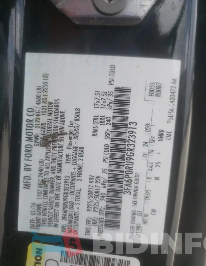 3FA6P0RU9GR323913 Photo# 12