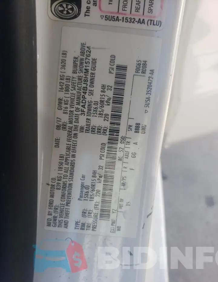 3FADP4BJ8HM157624 Photo# 12