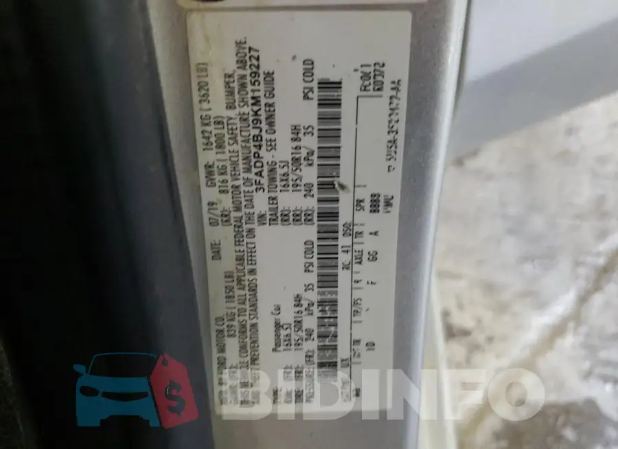 3FADP4BJ9KM159227 Photo# 12