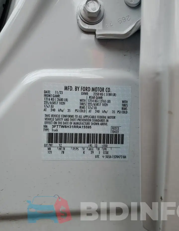 3FTTW8H31RRA15595 Photo# 13
