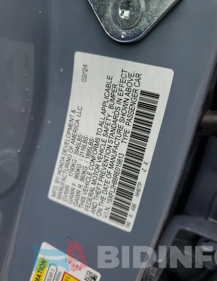 19XFL2H88RE019813 Photo# 12