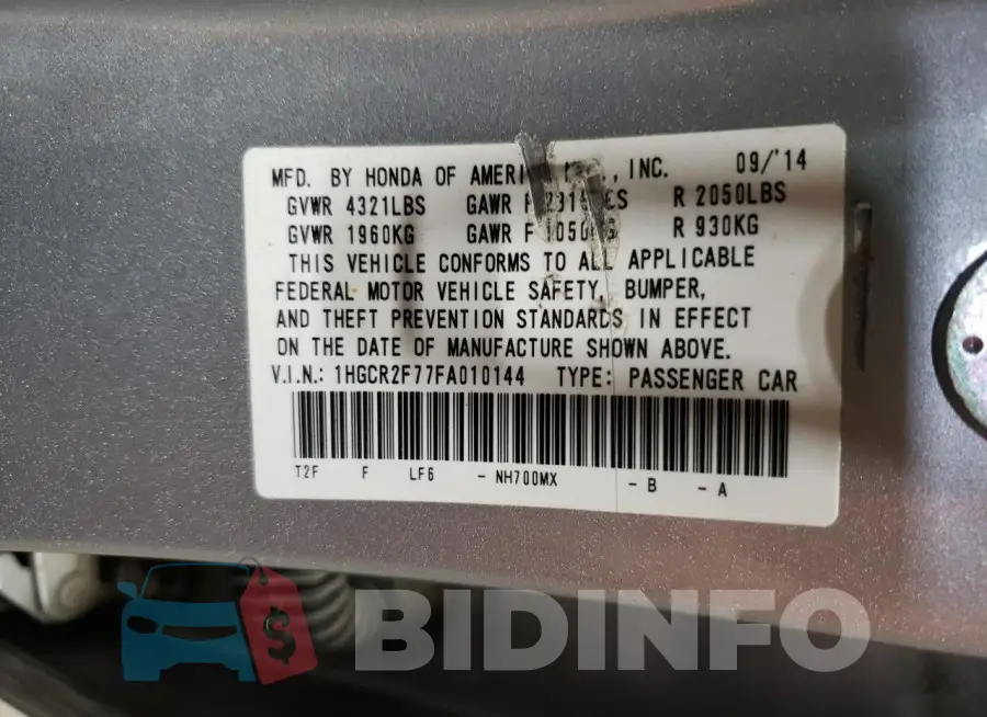 1HGCR2F77FA010144 Photo# 13