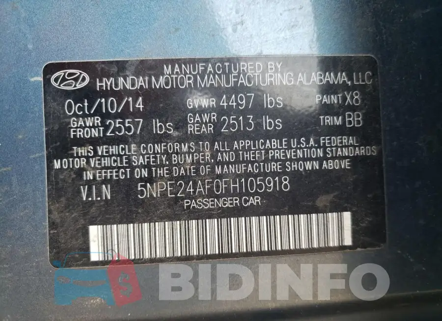 5NPE24AF0FH105918 Photo# 12